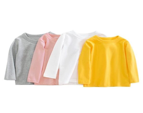 

tshirts kids clothes boys 6 years girls t shirt children spring autumn solid cotton long sleeve 3 4 7 8 10 127210195, Blue
