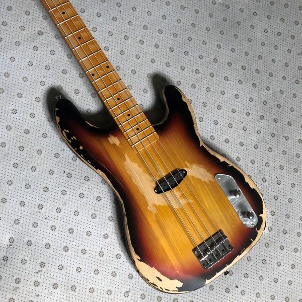 

aging sunburst 4-string bass alder body 1 pick up chrome hardware, ing