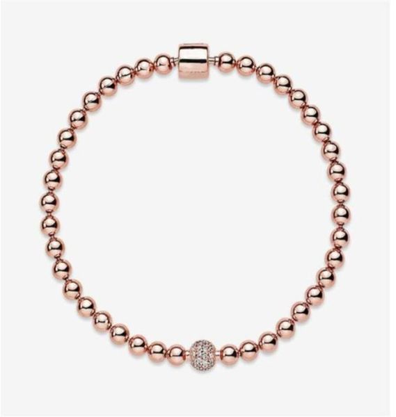 

s beautiful women039s beads pave 18k rose bracelet summer jewelry for pandora 925 sterling silver hand chain beaded bracelets w5590083, Golden;silver