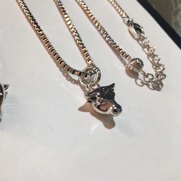

2023 new designer jewelry bracelet necklace ring head 925 sterling men's cow pendant men's clavicle chain, Silver