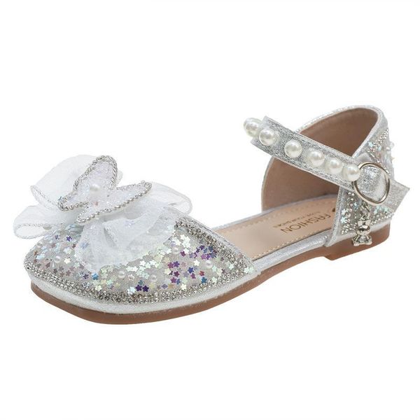 

sandals baby shoes beach children girls sequin bowknot princess spring summer moccasins leather f11458, Black;red