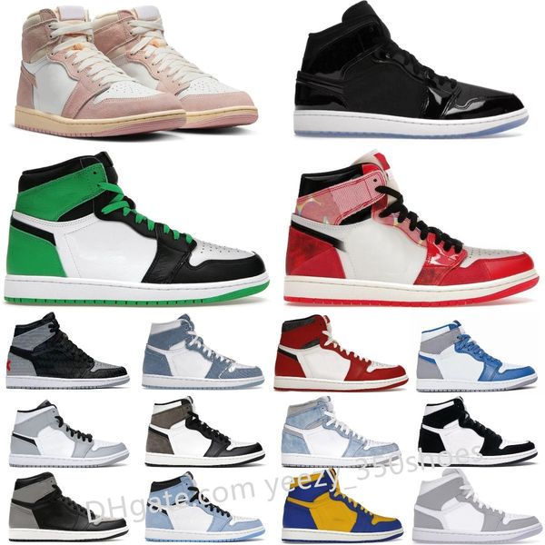 

designer jumpman 1 high basketball shoes retro 1s og across the spider-verse lucky green chicago lost found unc royal patent bred dark mocha, Black