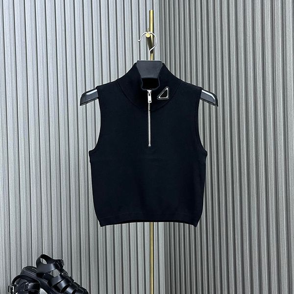 

zippers designer vest tee womens knit sweater fashion sleeveless t shirt summer breathable ladies tanks clothing, White