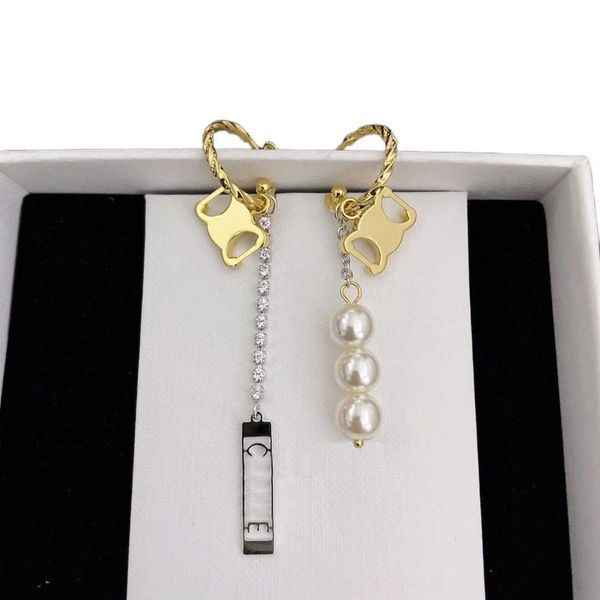 

designer arc de triomphe earline tassel earrings for women light luxury girl asymmetric ab style pearl earstuds removable high quality, Silver