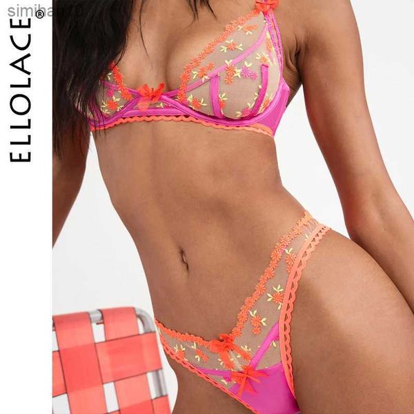 

briefs panties ellolace fairy lingerie floral embroidery fancy underwear transparent bra delicate intimate luxury lace set women 2 piece l23, Red;black