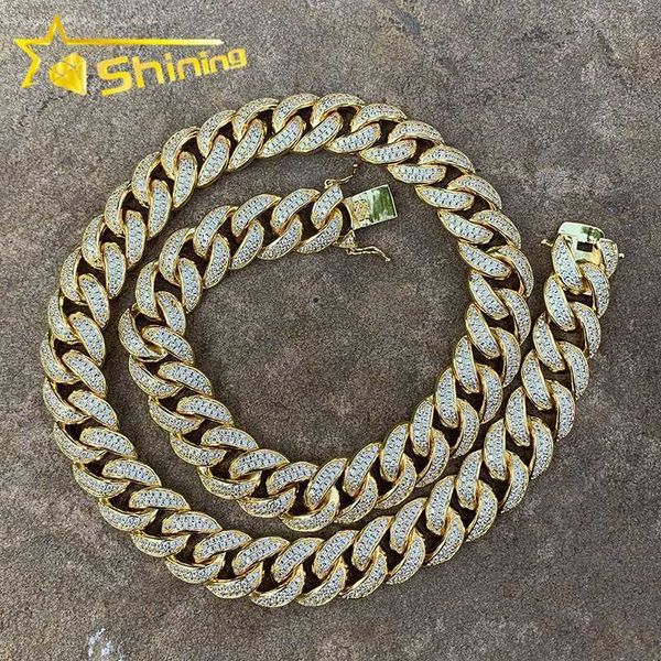 

iced out rapper jewelry necklace gold plated 15mm miami lock clasp cuban gold necklace, Silver