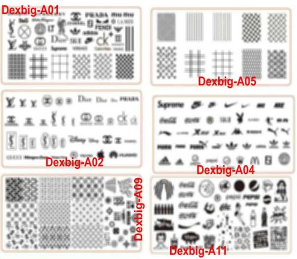 

hq 6style lo go brand designs nail art stamping plate with plastic sheet stamp big xl design image plates transfer polish prin8001184, White