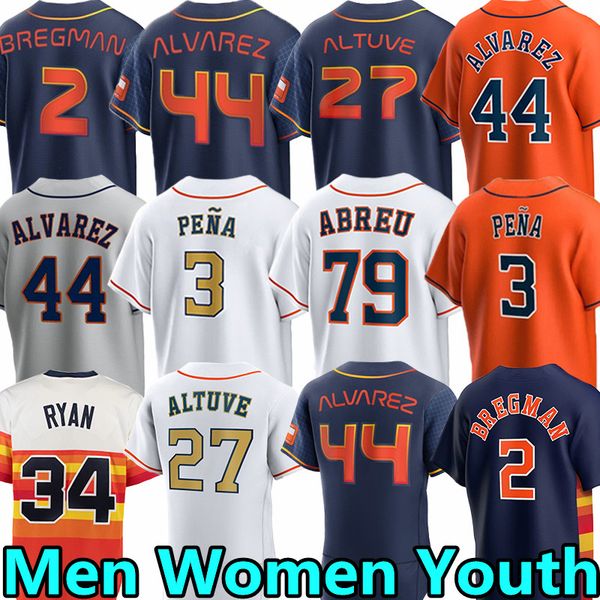 

gold collection astros city connect baseball jerseys 3 jeremy pena 27 jose altuve 2 alex bregman 44 yordan alvarez 79 jose abreu 30 kyle tuc, Blue;black