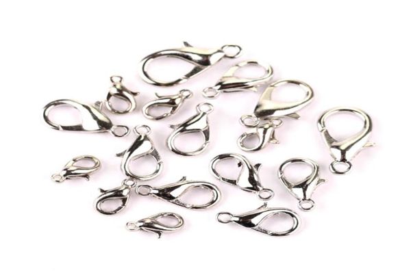 

400pcs 10 12 14 16mm silver plated alloy lobster clasp hooks fashion jewelry findings for diy bracelet chain necklace1953029