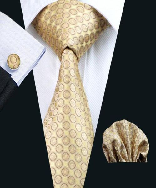 

yellow silk tie business work tie dot pattern hankerchief cufflinks mens set jacquard woven classic 85cm width n04861693585, Black;blue