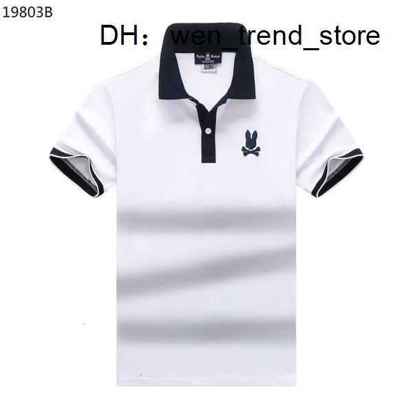 

2023 summer new psycho bunny polo shirt t skull rabbit embroidered collar versatile fashion brand men's short sleeves s9d9 1 0o01, White;black