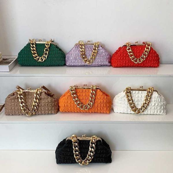 

ladies luxury designer clip crossbody bags for women 2023 handbag evening clutches chain with thick messenger bag female purse