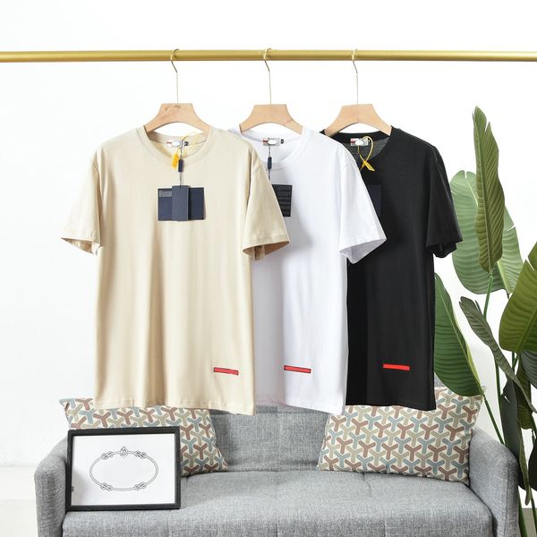 

most eur size men t shirts luxury new leisure tshirts imported high chest red rubber strip embroidery design cotton round neck solid color t, White;black