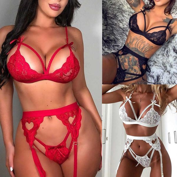 

22% off ribbon factory store lace bra with thin point bikini women' large underwear set, Red;black