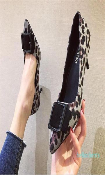 

leopard women high heels shoes elegant office pumps animal print pointed toe luxury black buckle singles multifunction6415950