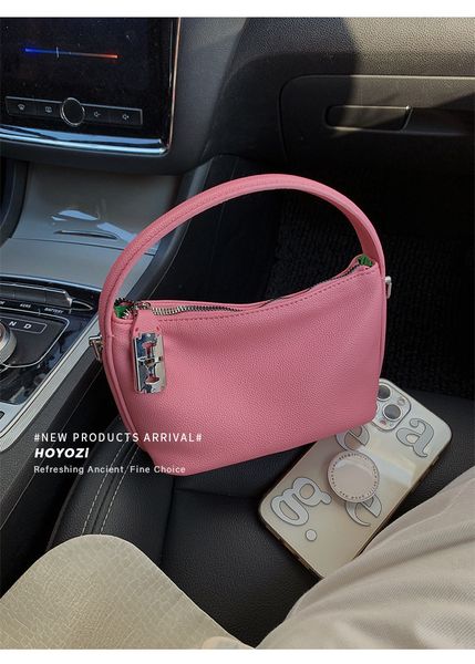 

pink bag new women's advanced texture niche portable underarm bag