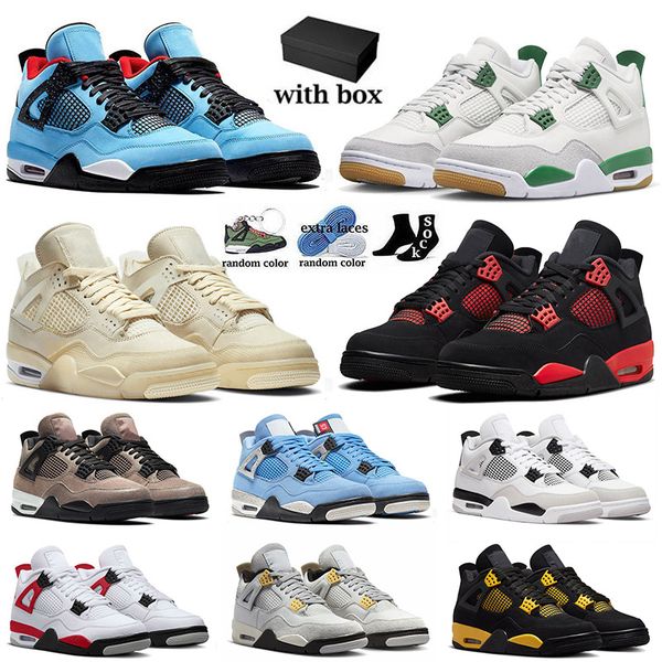 

jumpman 4 4s iv basketball shoes cactus jack sb x pine green sail kaws neon university blue cool grey fire red men women outdoor sneakers 36