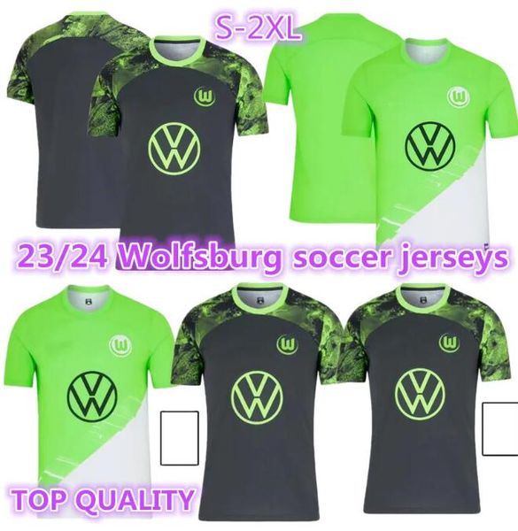 

23 24 vfl wolfsburg soccer jerseys weghorst steffen brekalo 2023 2024 football shirt arnold xaver mbabu guilavogui mehmedi roussillon men, Black;yellow