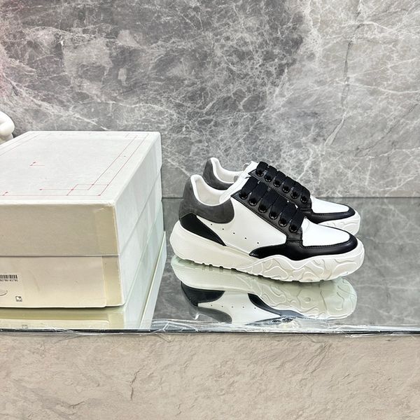 

new men women designer sneaker casual shoes leather sneakers embroidered stripes white shoes flat platform walking 0529, Black