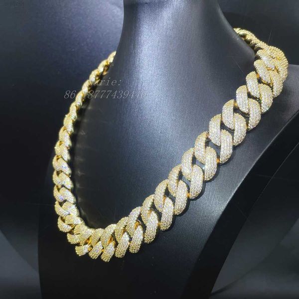

luxury jewelry cuban link chain 20mm silver with moissanite luxury diamond cuban link chain for men factory price