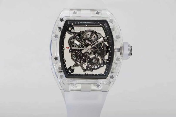 

rm055 superclone flywheel superclone luxury mens mechanics watch richa milles wristwatch swiss rm055 white ceramic automatic mechanical tran, Slivery;golden