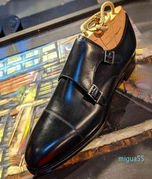 

dress men shoes classic british low heel pu leather double buckle2043667, Black