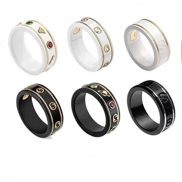 

20% off 2023 new designer jewelry bracelet necklace ceramic men women black white steel stone bee planet simple sterling couple ring, Silver