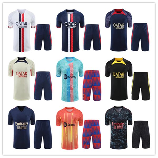 

2023 2024 psgs men kids football training tracksuit soccer suit jerseys short sleeve shorts kit 23 24 psgs mens polo jersey sets jogging, Black