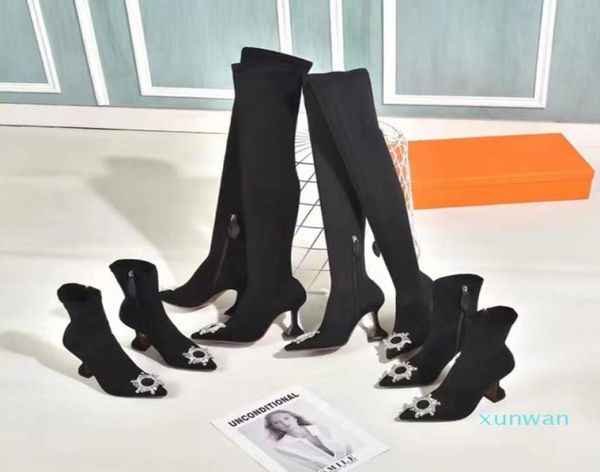 

sock boots over the knee boot stretch fabrics high heels for women fashion shoes 2021 spring autumn long boots pointed toe fe3954961, Black