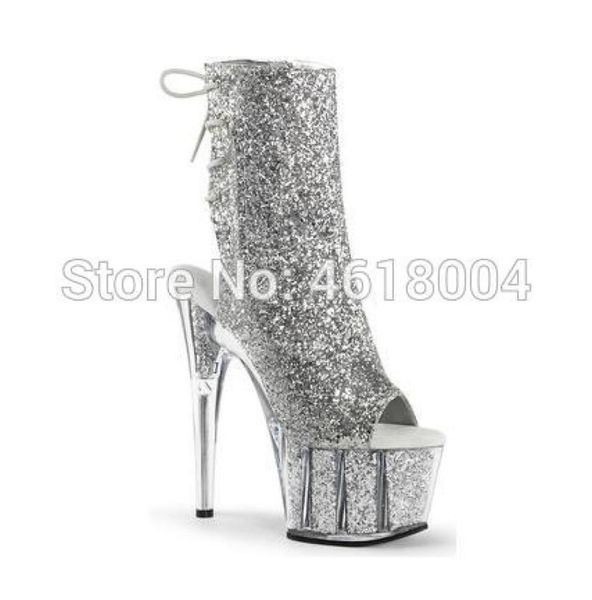 

kalmall glitter fetish shoes bling ankle boots nightclub dancer platform high heels gladiator lace up super heels pole dance5810821, Black