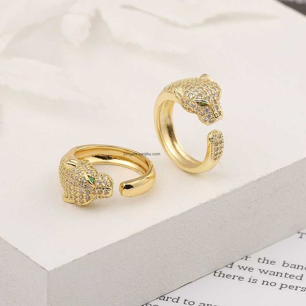 

designer luxury cait brand tier new fashion open with diamonds and leopard ring ins exaggerated jewelry style accessories for women, Silver
