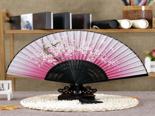 

10pclot silk dance hand fan and wedding party decor gifts butterfly flower asian pocket fan23618516875980, White
