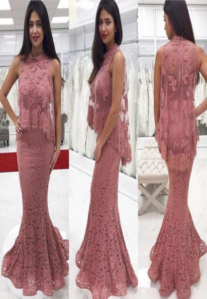 

new high low mermaid lace long elegant evening dresses with wraps zipper back applique sleeveless prom gowns4143691, Red