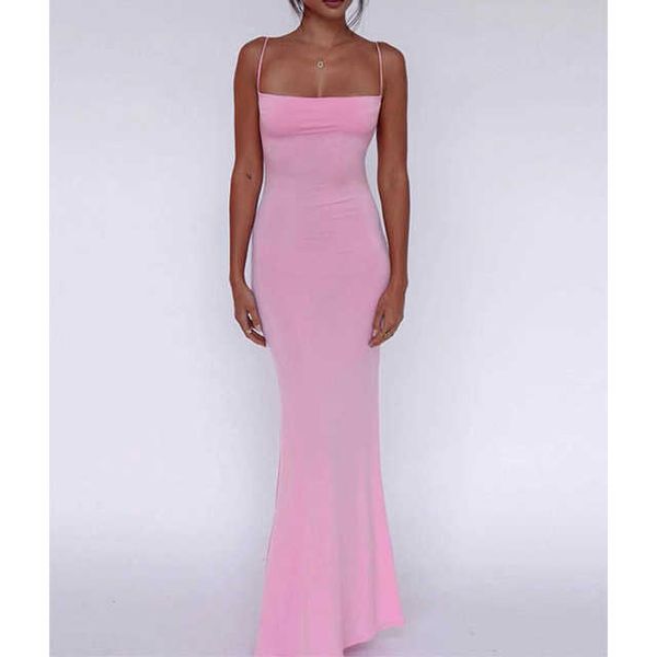 

spaghetti strap maxi dresses for women 2023 new fashion slim backless vintage dress chic elegant solid summer dress, Black;gray