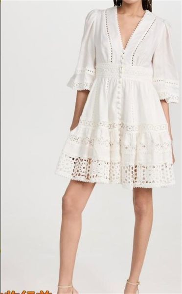 

recommended new dress, v-neck bubble sleeve miniskirt with stitching style, linen fabric, stitching pattern, Black;gray