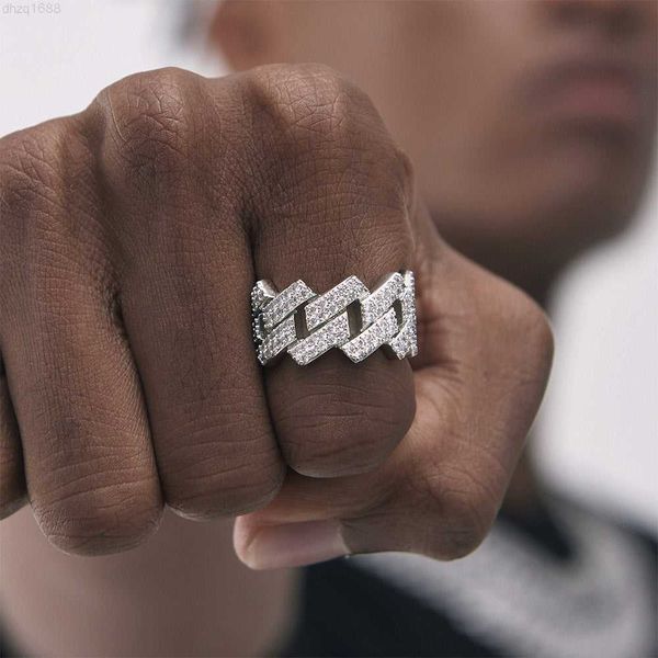 

2023 custom fashion hip hop jewelry men ring 925 silver iced out diamond moissanite hip hop ring