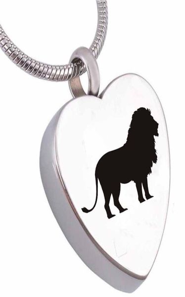 

custom lion cremation urn jewelry heart memorial ash keepsake necklace3851868, Silver