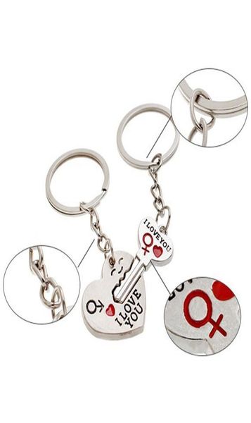 

1pair couple i love you letter keychain heart key ring silvery lovers love key chain souvenirs valentine039s day gif ln9717924, Silver