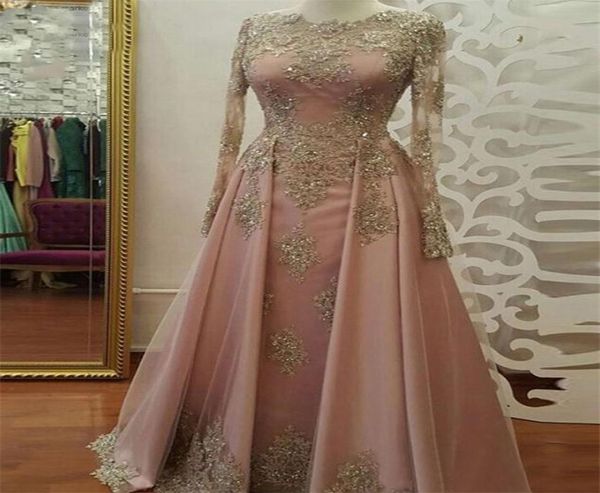 

long sleeve gold evening dresses for women wear lace appliques abiye dubai caftan arabic prom party gowns9803945, Black;red
