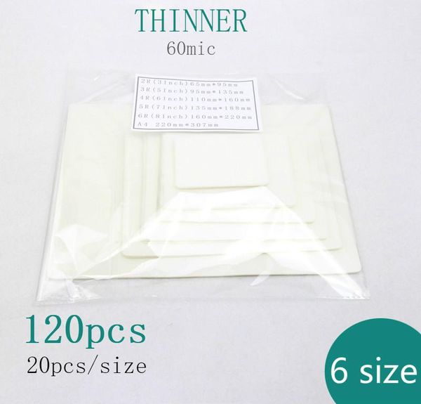 

epilator 120pcs 60mic 6 size (3" 5" 6" 7" 8" a4) thermal laminating film pet+eva plastifieuse for roll laminator pl