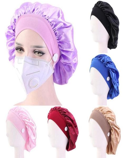 

women silk night sleep cap hat hair treatment hat head cover satin turban wrap band elastic long hair care wide band bonnet5489234, Blue;gray