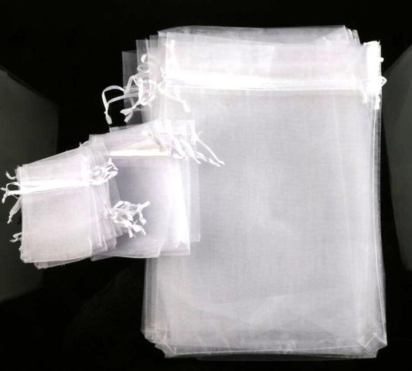 

100pcslot sell 4sizes white organza jewelry gift pouch bags for wedding favorsbeadsjewelry9142814, Pink;blue