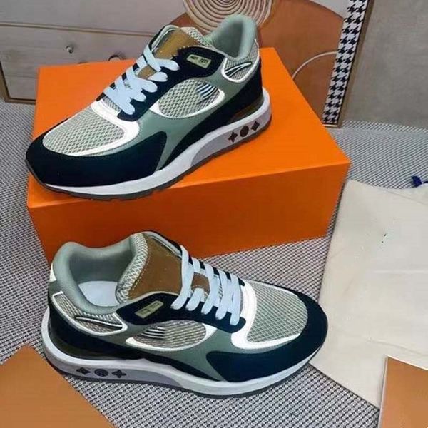 

designer run away sneakers mens casual shoes calf leather mini flower textile shoes man's sneaker mesh color trainers retro splicing fa, Black