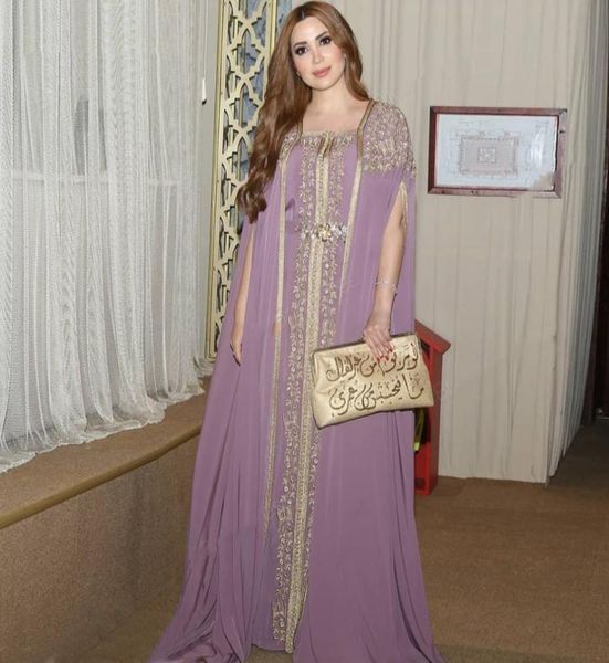 

elegant moroccan kaftan formal evening dresses cape sleeve bead 2022 gold embroidery lace appliques arabic muslim women long prom 2742110, Black;red