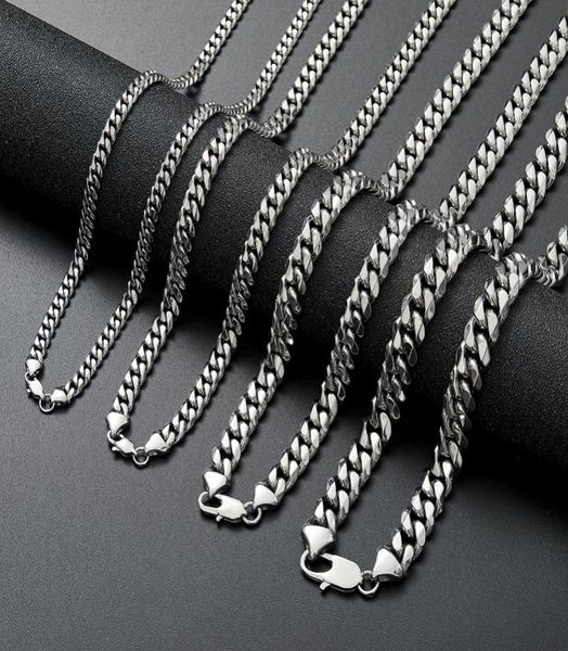 

stainless steel cuban link chain necklace silver mens necklaces hip hop jewelry 681012mm7298109