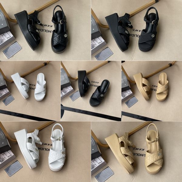 

women designer sandals casual sandale womens wedges slide slippers fashion sandal outdoor lady beach shoes bath summer, Black