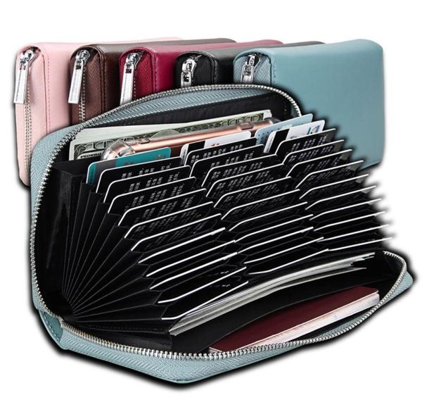 

genuine leather long clutch wallets formal card holder handphone pocket original leather zipper organ purses coin pouches n9164808, Red;black