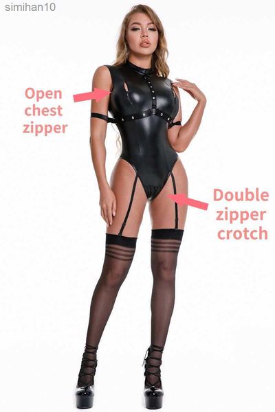 

briefs panties exotic faux leather bondage lingerie bodysuit women tight clothes garter thigh sling stockings push-up bra shaping leotard l2, Red;black