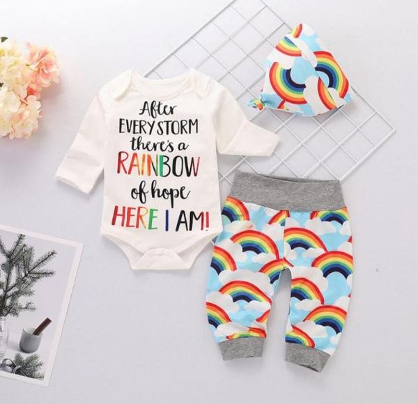 

infant baby girls boys letter print romper jumpsuit rainbow pants outfits set infant sports suit for a boy children clothing 47912847, White
