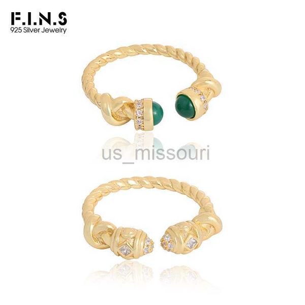 

band rings fins original pure s925 sterling silver gold twist knot zircon agate ring korean luxury opening stackable finger accessories j230